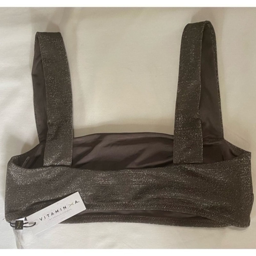 Vitamin A Graphite Gray Metallic Venus Bikini Swim Top Size Small/6 NWT - Picture 4 of 5
